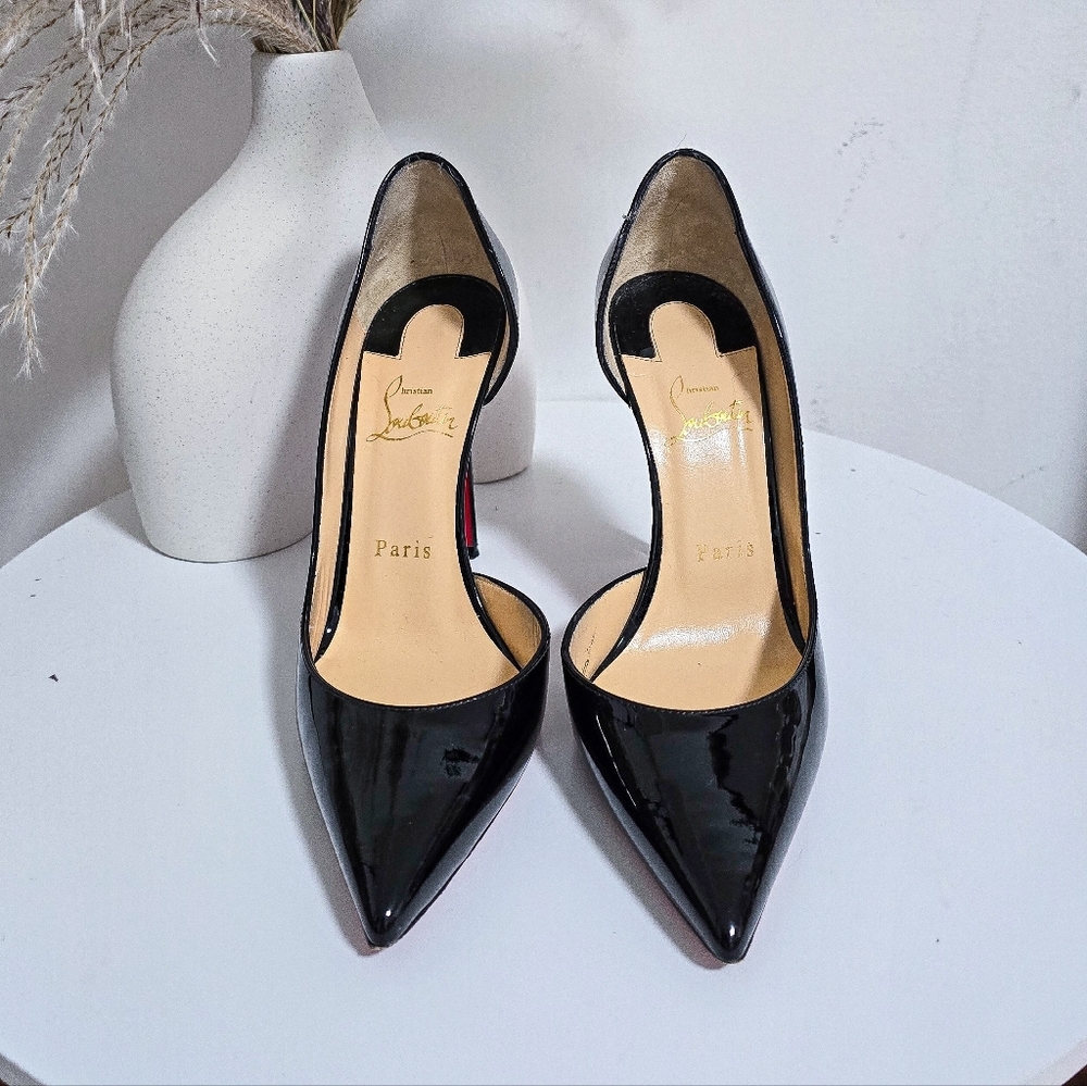 Christian Louboutin Iriza 100 patent leather black d'orsay pumps - Picture 3 of 13